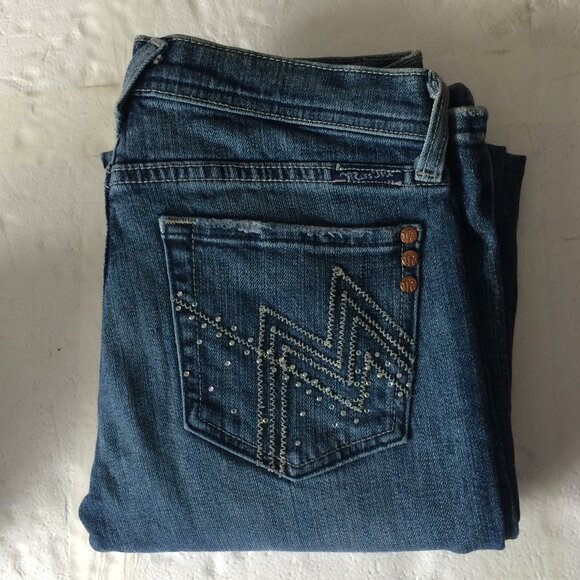 Miss Me Womens Angelina Boot Jeans Sz 26 Flat Pockets Rhinestones Embellished - Picture 1 of 11